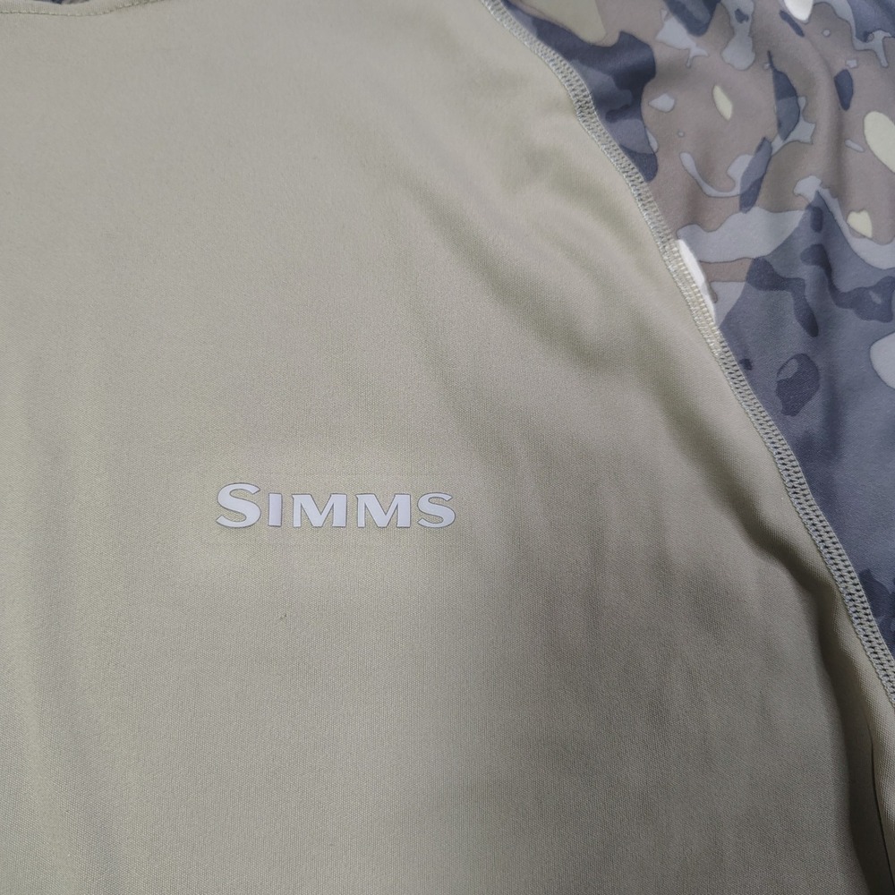 Simms SolarFlex Hoody Mens Small Tan Vail Camo Bug Stopper Insect Shield - Picture 3 of 15